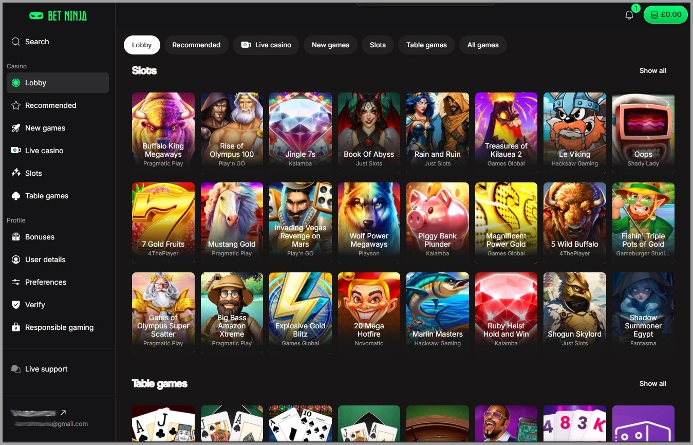 Discover the complete slot collection at BetNinja